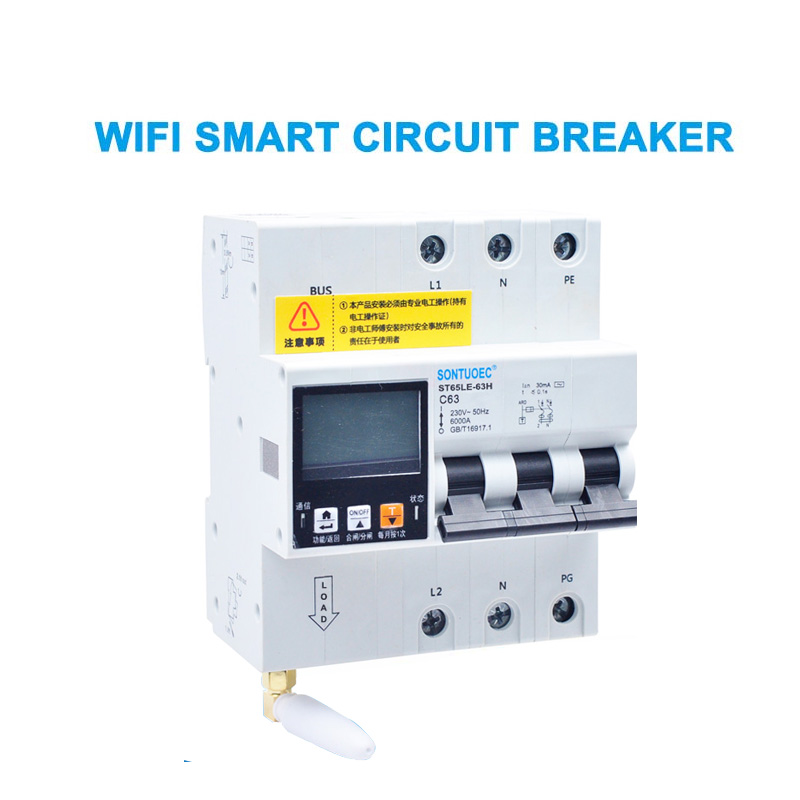 WiFi 4G Tuya ST65LE-63H Series Multi وظيفية RCBO قاطع الدائرة الذكي